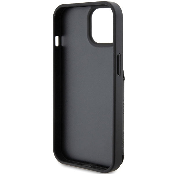 Θήκη για Apple iPhone 15, Karl Lagerfeld, Saffiano Cardslots and Stand Monogram Ikonik Karl, Μαύρη