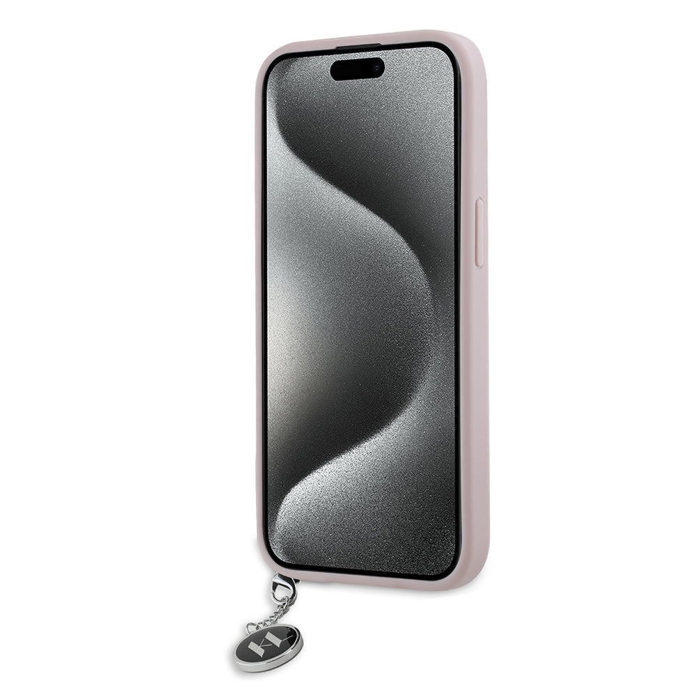 Θήκη για Apple iPhone 15, Karl Lagerfeld, Saffiano Rhinestones & Charm, Ροζ