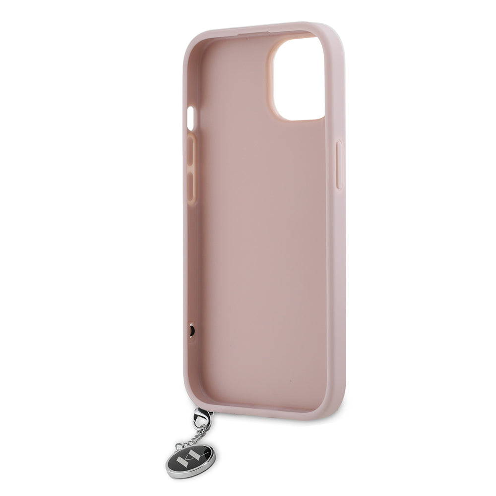 Θήκη για Apple iPhone 15, Karl Lagerfeld, Saffiano Rhinestones & Charm, Ροζ