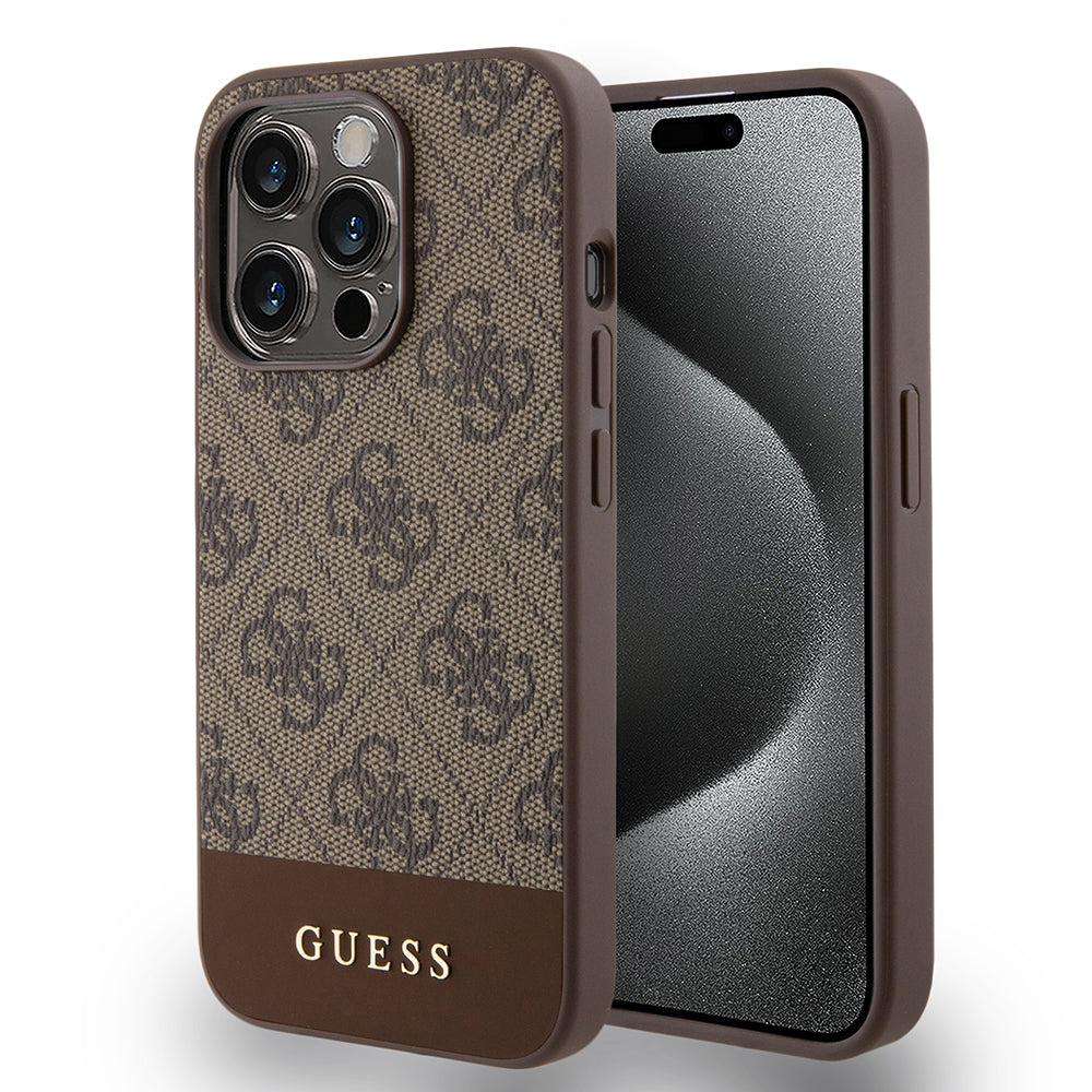 Θήκη για Apple iPhone 15 Pro, Guess, 4G Stripe, Καφέ