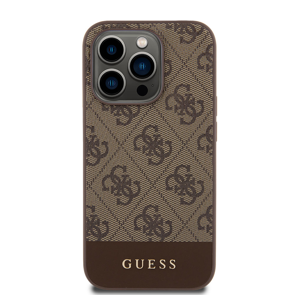 Θήκη για Apple iPhone 15 Pro, Guess, 4G Stripe, Καφέ
