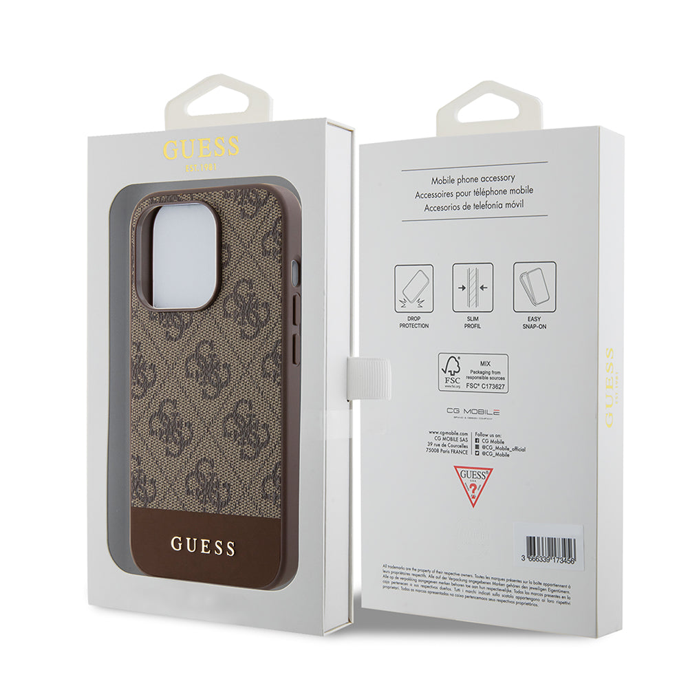 Θήκη για Apple iPhone 15 Pro, Guess, 4G Stripe, Καφέ