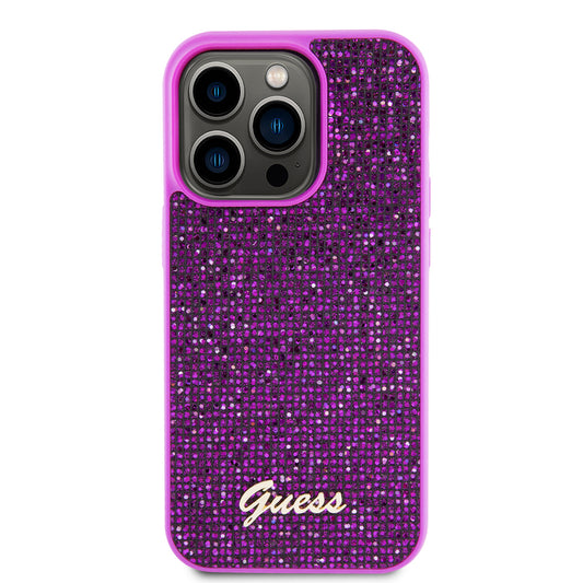 Θήκη για Apple iPhone 15 Pro, Guess, Disco Metal Script, Φούξια