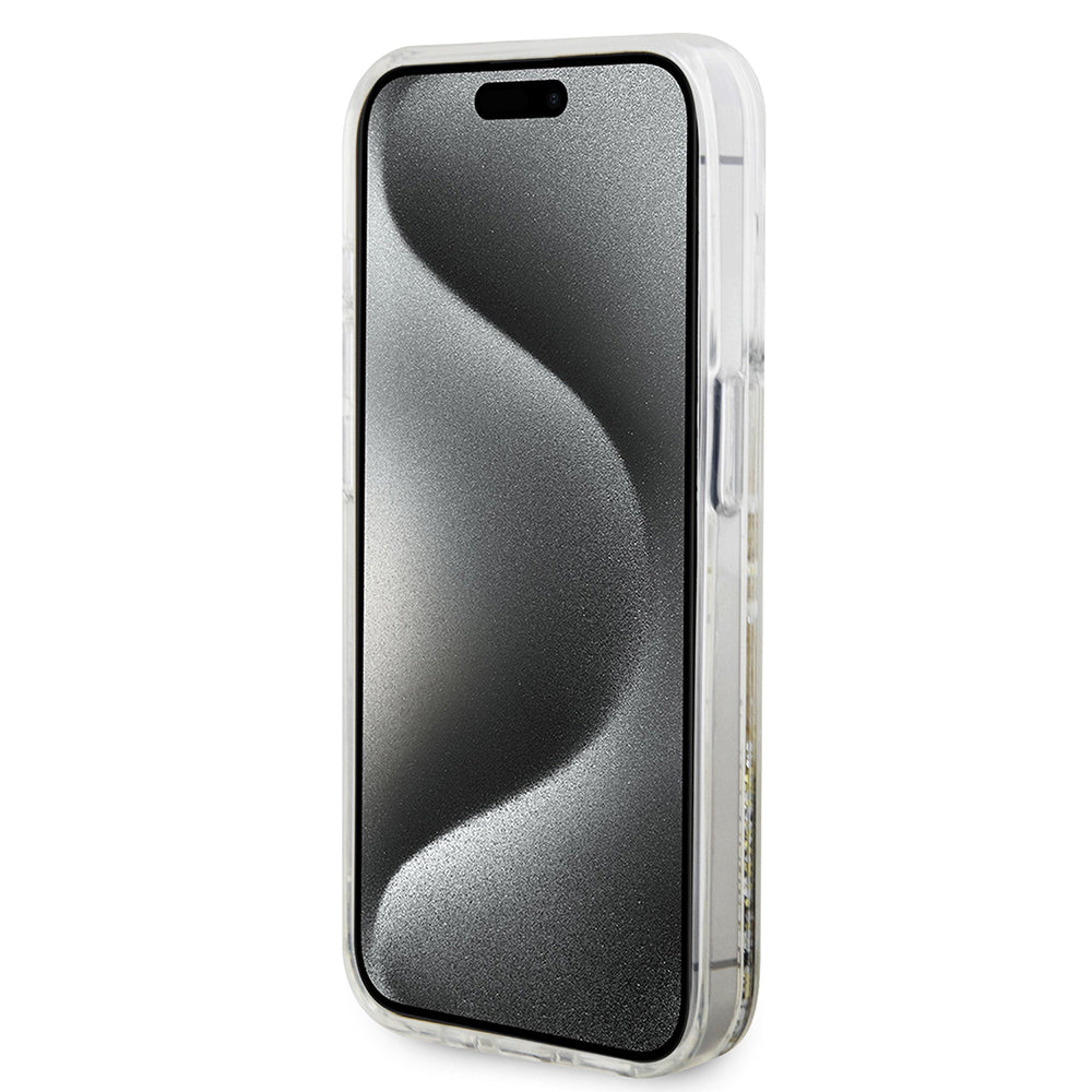 Θήκη για Apple iPhone 15 Pro, Guess, Liquid Glitter Gold Stripes, Διαφανής