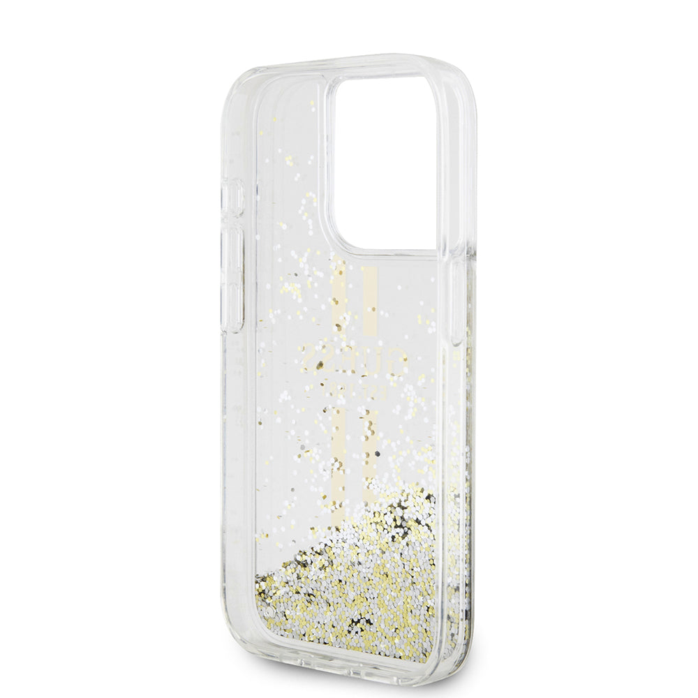 Θήκη για Apple iPhone 15 Pro, Guess, Liquid Glitter Gold Stripes, Διαφανής