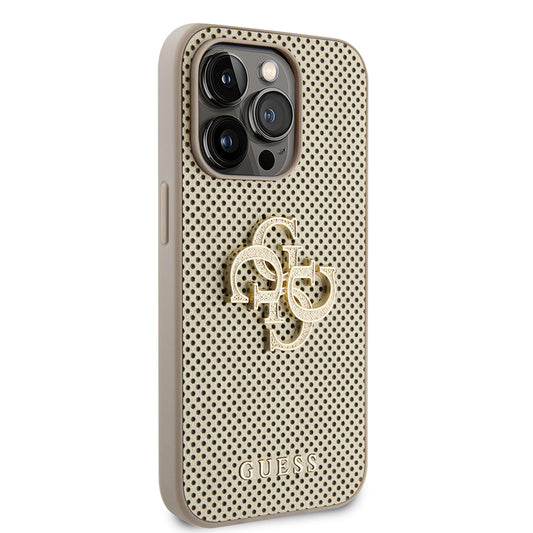Case for Apple iPhone 15 Pro, Guess, Perforated 4G, Gold