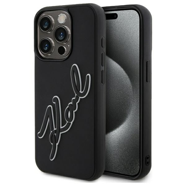Θήκη για Apple iPhone 15 Pro, Karl Lagerfeld, 3D Rubber Signature, Μαύρη