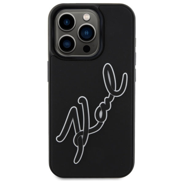 Θήκη για Apple iPhone 15 Pro, Karl Lagerfeld, 3D Rubber Signature, Μαύρη