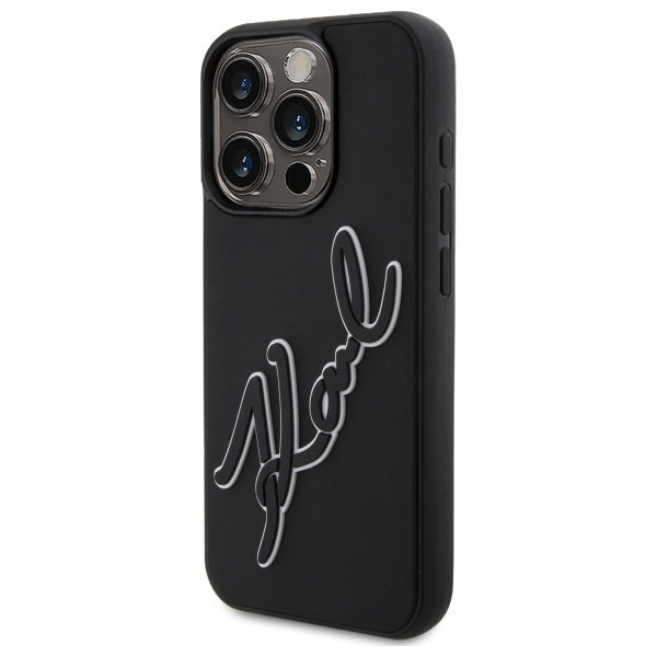 Θήκη για Apple iPhone 15 Pro, Karl Lagerfeld, 3D Rubber Signature, Μαύρη