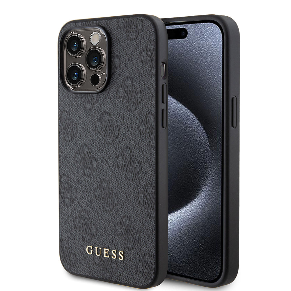 Θήκη για Apple iPhone 15 Pro Max, Guess, 4G Metal Gold Logo, Γκρι