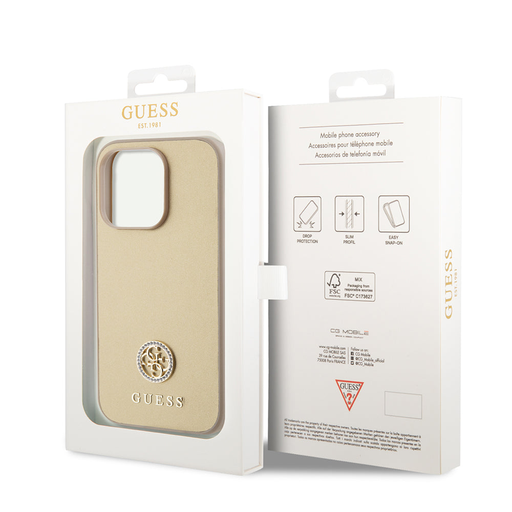Θήκη για Apple iPhone 15 Pro Max, Guess, 4G Strass Metal Logo, Χρυσή