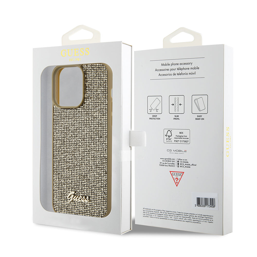Θήκη για Apple iPhone 15 Pro Max, Guess, Disco Metal Script, Χρυσή
