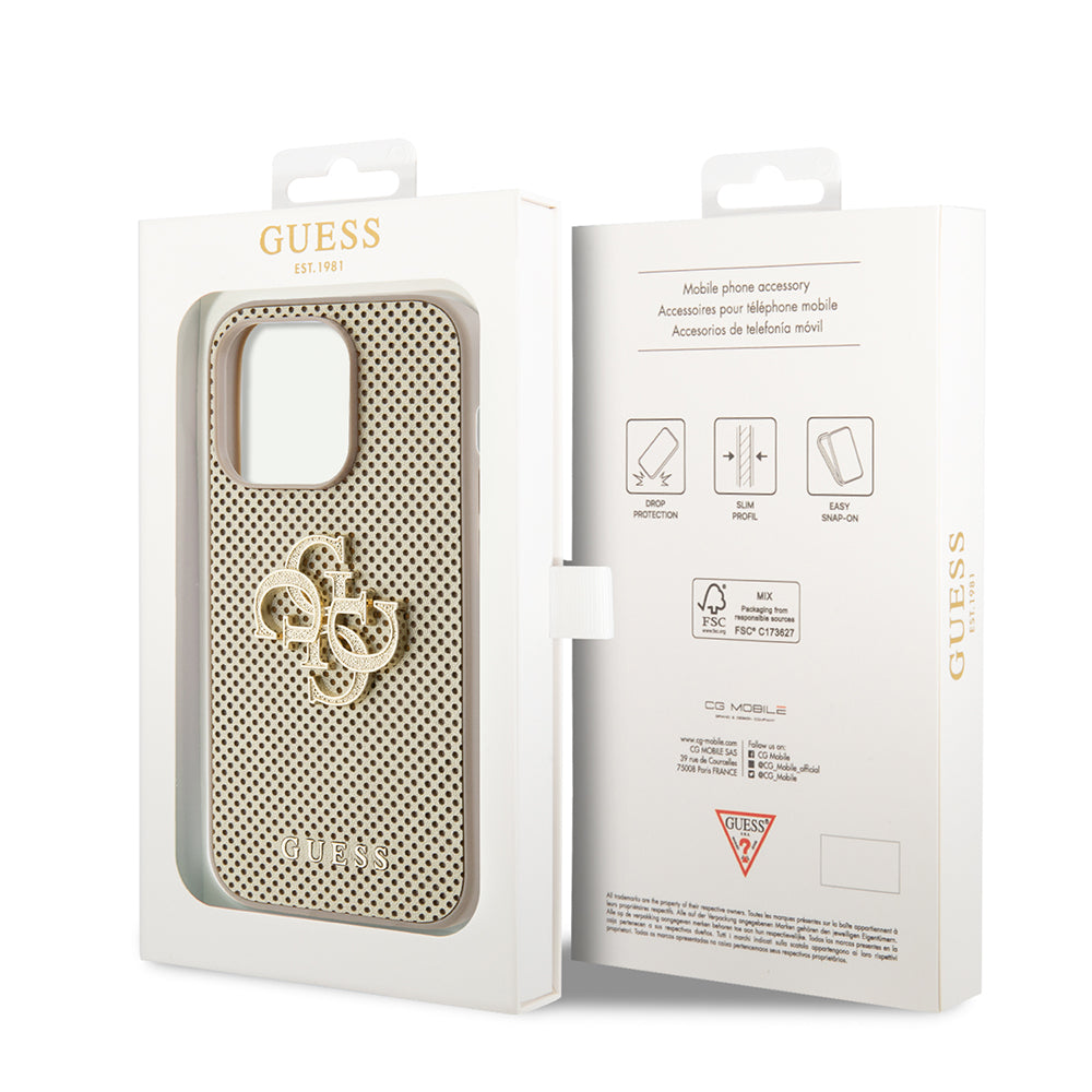 Case for Apple iPhone 15 Pro Max, Guess, Perforated 4G, Gold