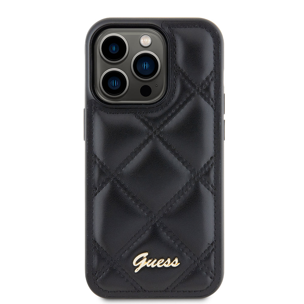 Θήκη για Apple iPhone 15 Pro Max, Guess, Quilted Metal Logo, Μαύρη