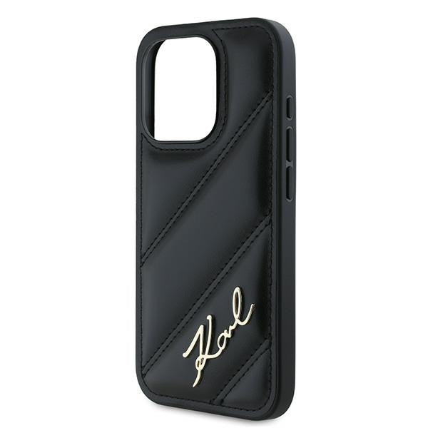 Θήκη για Apple iPhone 15 Pro Max, Karl Lagerfeld, Diagonal Quilted Script, Μαύρη