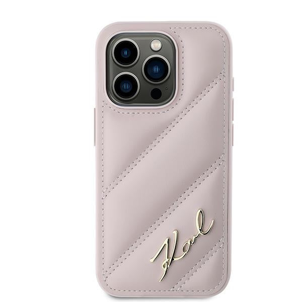 Θήκη για Apple iPhone 15 Pro Max, Karl Lagerfeld, Diagonal Quilted Script, Ροζ