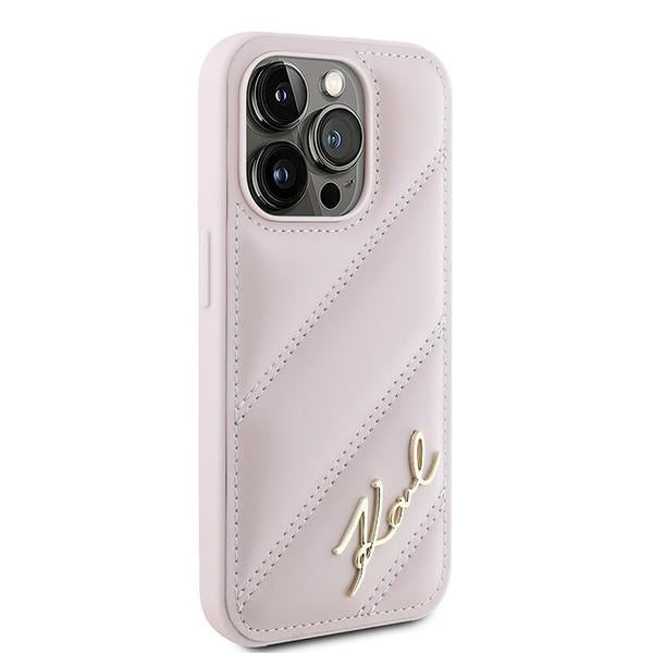 Θήκη για Apple iPhone 15 Pro Max, Karl Lagerfeld, Diagonal Quilted Script, Ροζ