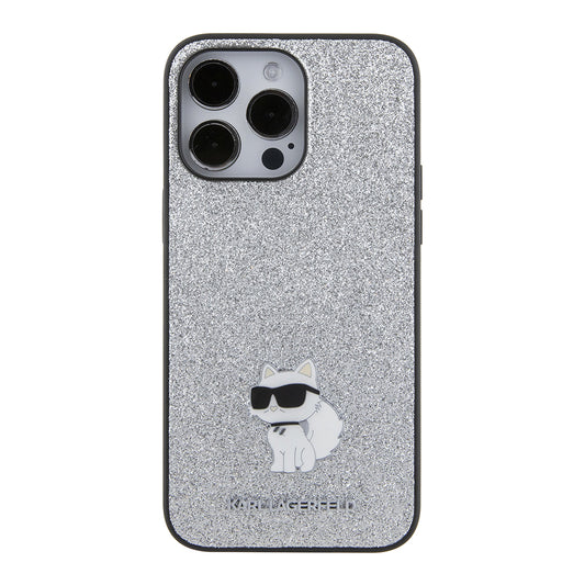 Θήκη για Apple iPhone 15 Pro Max, Karl Lagerfeld, Glitter Fixed Choupette Logo, Ασημί