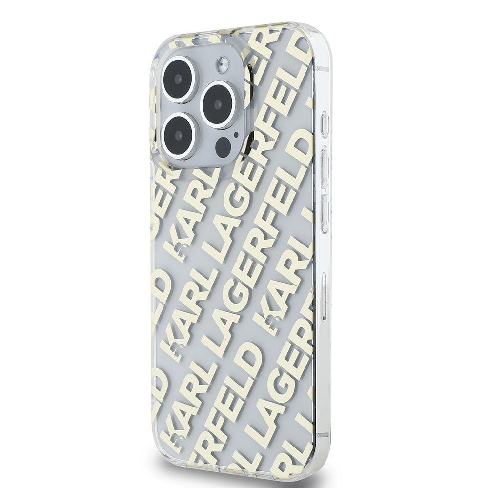 Case for Apple iPhone 15 Pro Max, Karl Lagerfeld, IML Luxury Gold Fullover Logo, Gold
