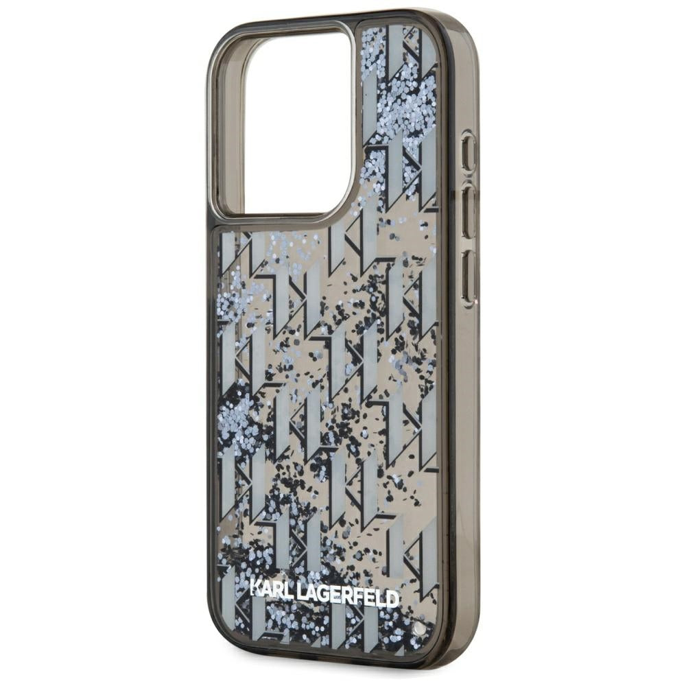 Θήκη για Apple iPhone 15 Pro Max, Karl Lagerfeld, Liquid Glitter Monogram, Μαύρη