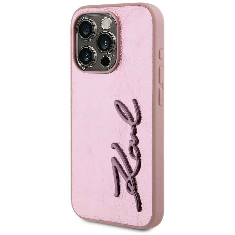 Θήκη για Apple iPhone 15 Pro Max, Karl Lagerfeld, Metal Signature, Ροζ