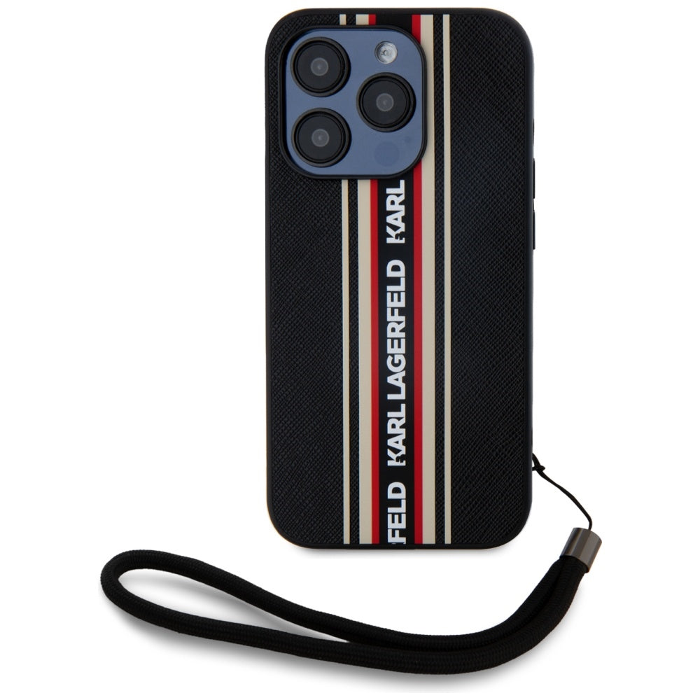 Θήκη για Apple iPhone 15 Pro Max, Karl Lagerfeld, Saffiano Athleisure Stripes with Strap, Rosie