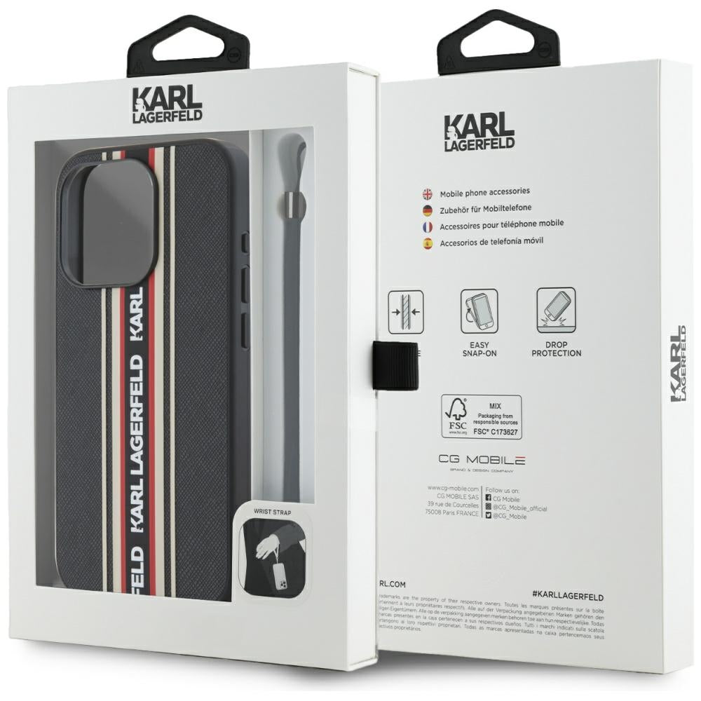 Θήκη για Apple iPhone 15 Pro Max, Karl Lagerfeld, Saffiano Athleisure Stripes with Strap, Rosie