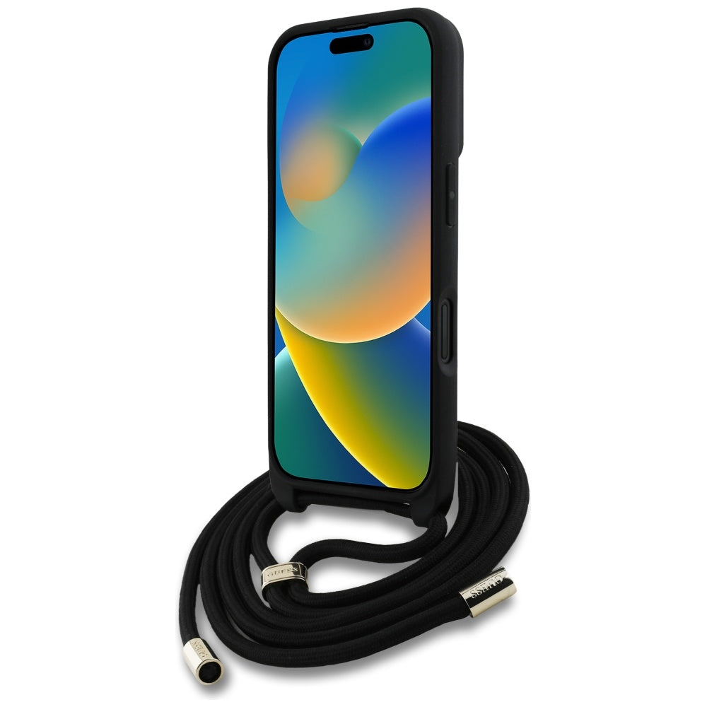Θήκη για Apple iPhone 16, Guess, 4G CBDY Big Logo with Cord Strap, Καφέ
