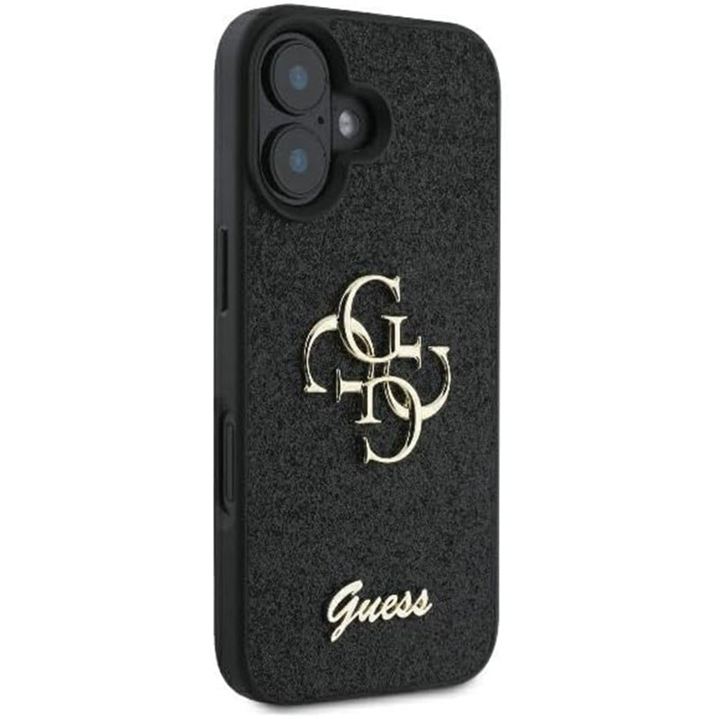 Θήκη για Apple iPhone 16, Guess, Fixed Glitter Big 4G, Μαύρη