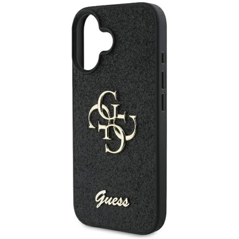Θήκη για Apple iPhone 16, Guess, Fixed Glitter Big 4G, Μαύρη