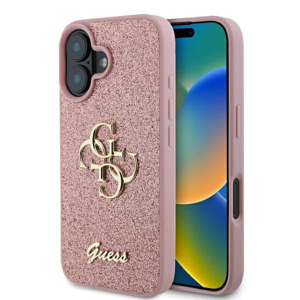 Θήκη για Apple iPhone 16, Guess, Fixed Glitter Big 4G, Ροζ