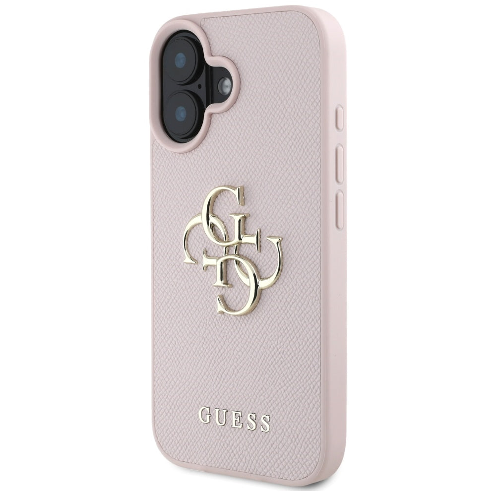 Θήκη για Apple iPhone 16, Guess, Grained Big 4G Logo Small Classic Logo, Ροζ