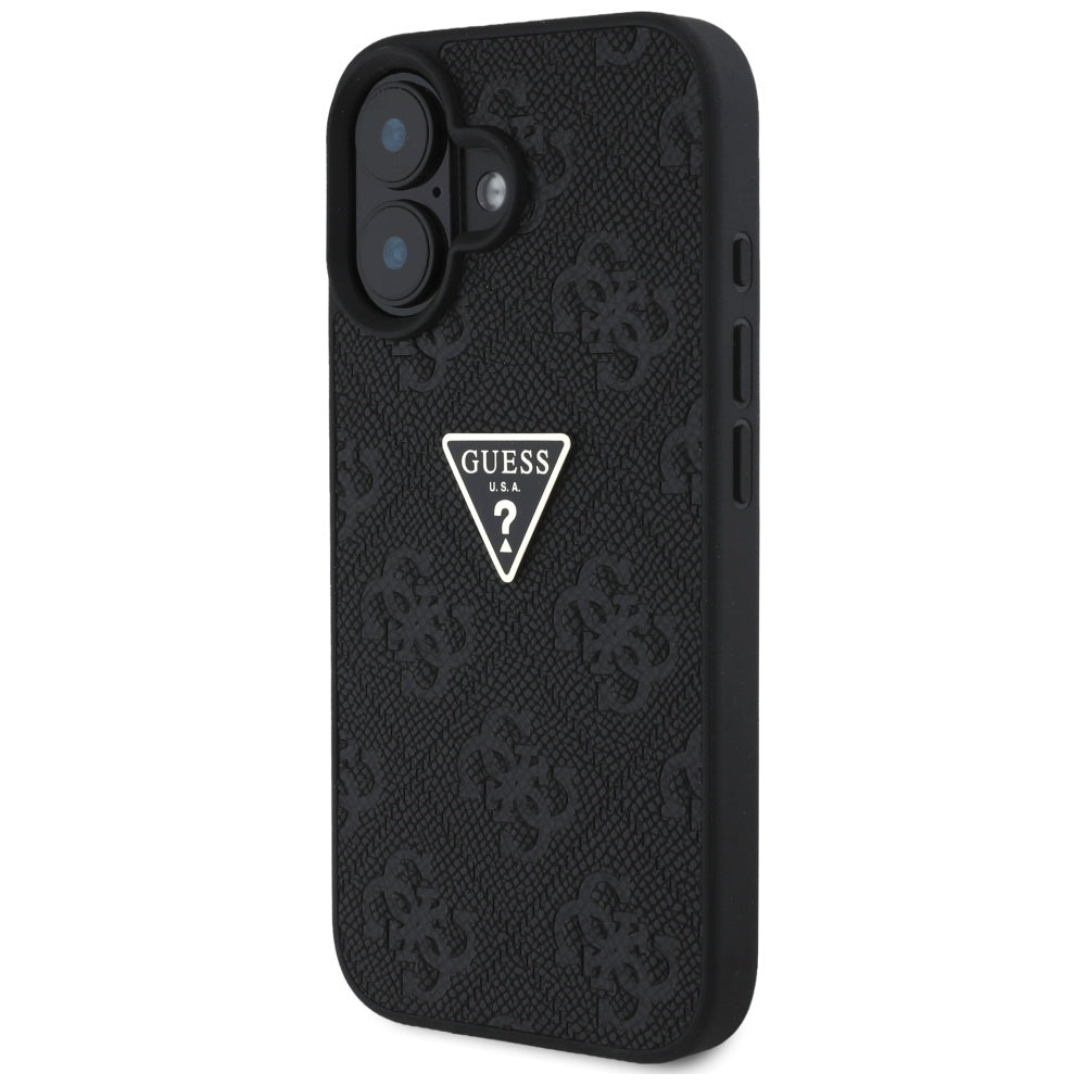 Θήκη για Apple iPhone 16, Guess, Hot Stamp 4G Pattern Triangle Logo, Μαύρη