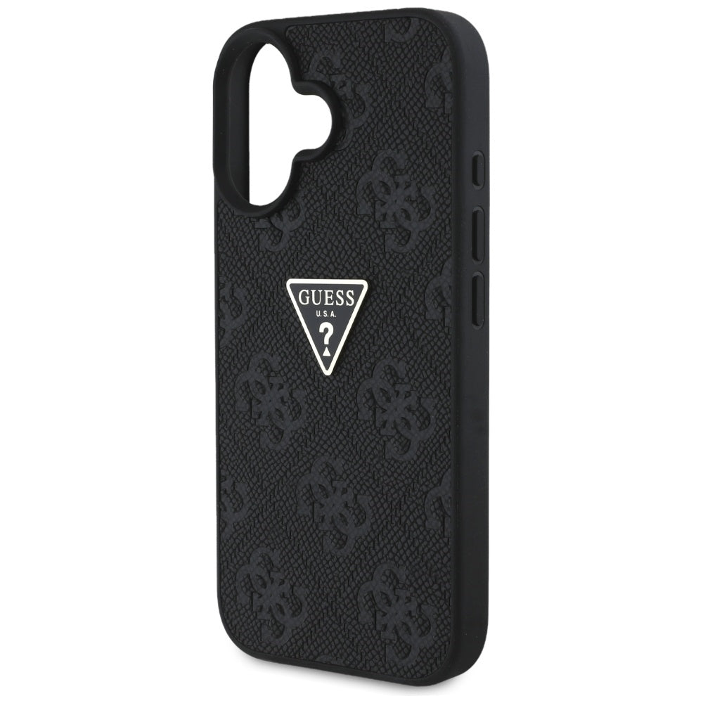 Θήκη για Apple iPhone 16, Guess, Hot Stamp 4G Pattern Triangle Logo, Μαύρη