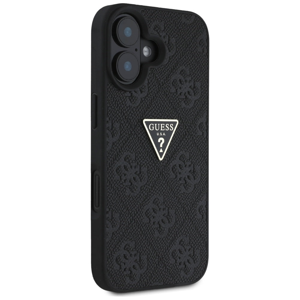 Θήκη για Apple iPhone 16, Guess, Hot Stamp 4G Pattern Triangle Logo, Μαύρη