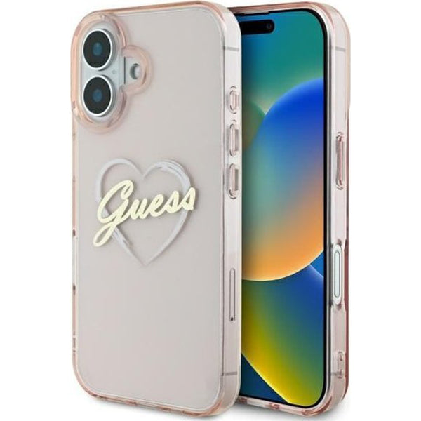 Θήκη για Apple iPhone 16, Guess, IML Heart, Ροζ