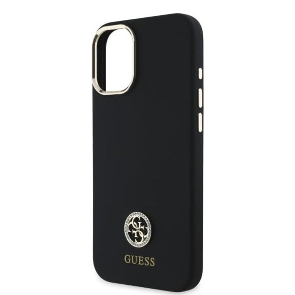 Θήκη για Apple iPhone 16, Guess, Logo Strass 4G, Μαύρη