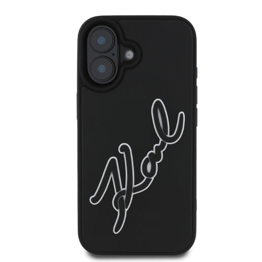 Θήκη για Apple iPhone 16, Karl Lagerfeld, 3D Rubber Signature, Μαύρη