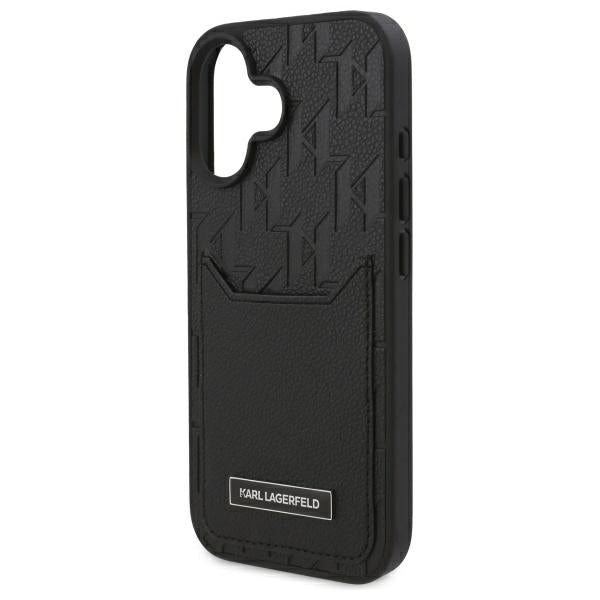 Θήκη για Apple iPhone 16, Karl Lagerfeld, Cardslots Monogram, Μαύρη