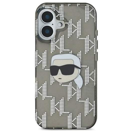 Θήκη για Apple iPhone 16, Karl Lagerfeld, IML Luxury Electroplated Karl's Head, Μαύρη