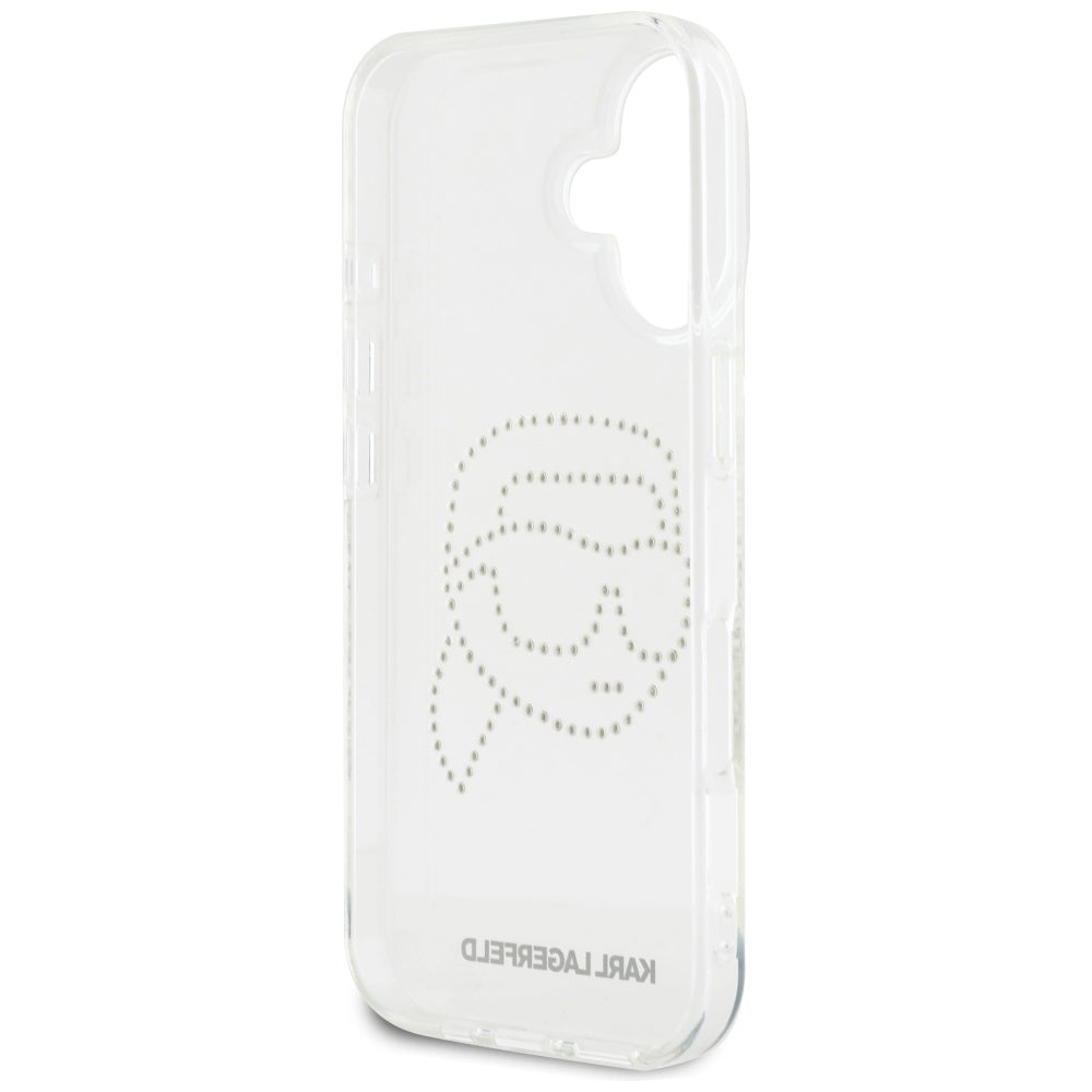 Θήκη για Apple iPhone 16, Karl Lagerfeld, IML Rhinestones Karl's Head, Διάφανη