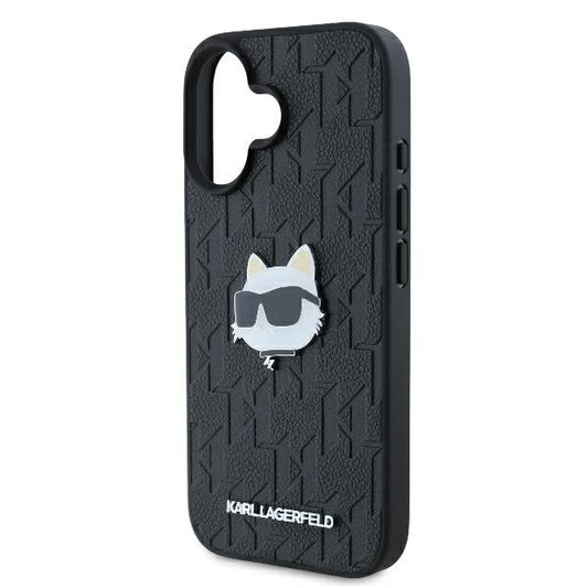 Θήκη για Apple iPhone 16, Karl Lagerfeld, Monogram Choupette's Head, Μαύρη