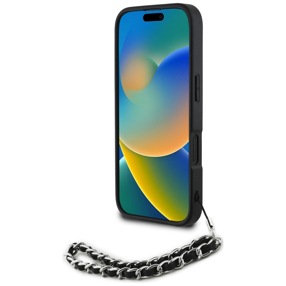 Θήκη για Apple iPhone 16, Karl Lagerfeld, Saffiano Crystals & Charm, Μαύρη