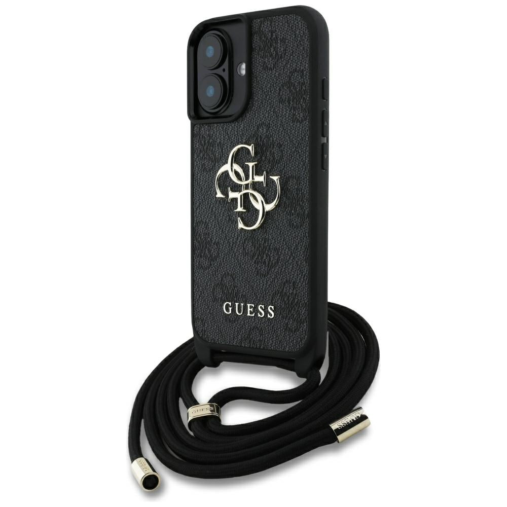 Θήκη για Apple iPhone 16 Plus, Guess, 4G CBDY Big Logo with Cord Strap, Μαύρη
