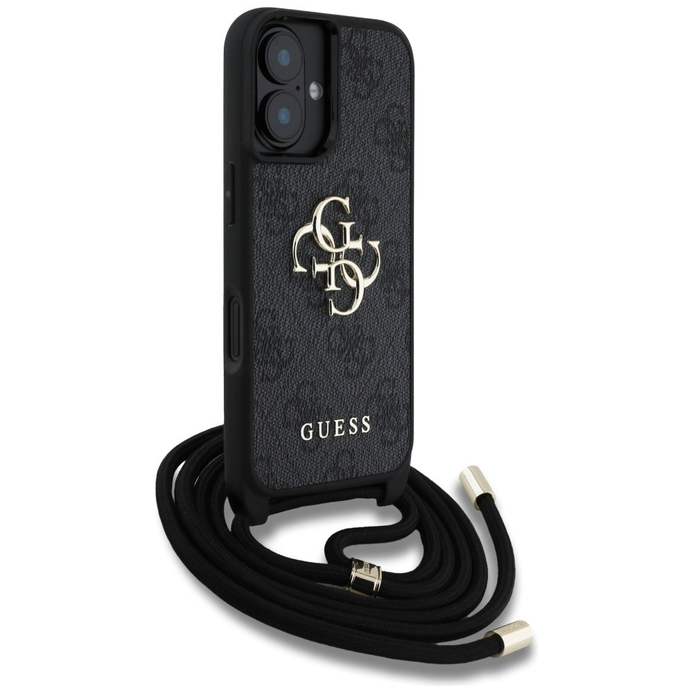 Θήκη για Apple iPhone 16 Plus, Guess, 4G CBDY Big Logo with Cord Strap, Μαύρη