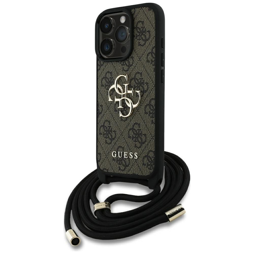 Θήκη για Apple iPhone 16 Pro, Guess, 4G CBDY Big Logo with Cord Strap, Καφέ