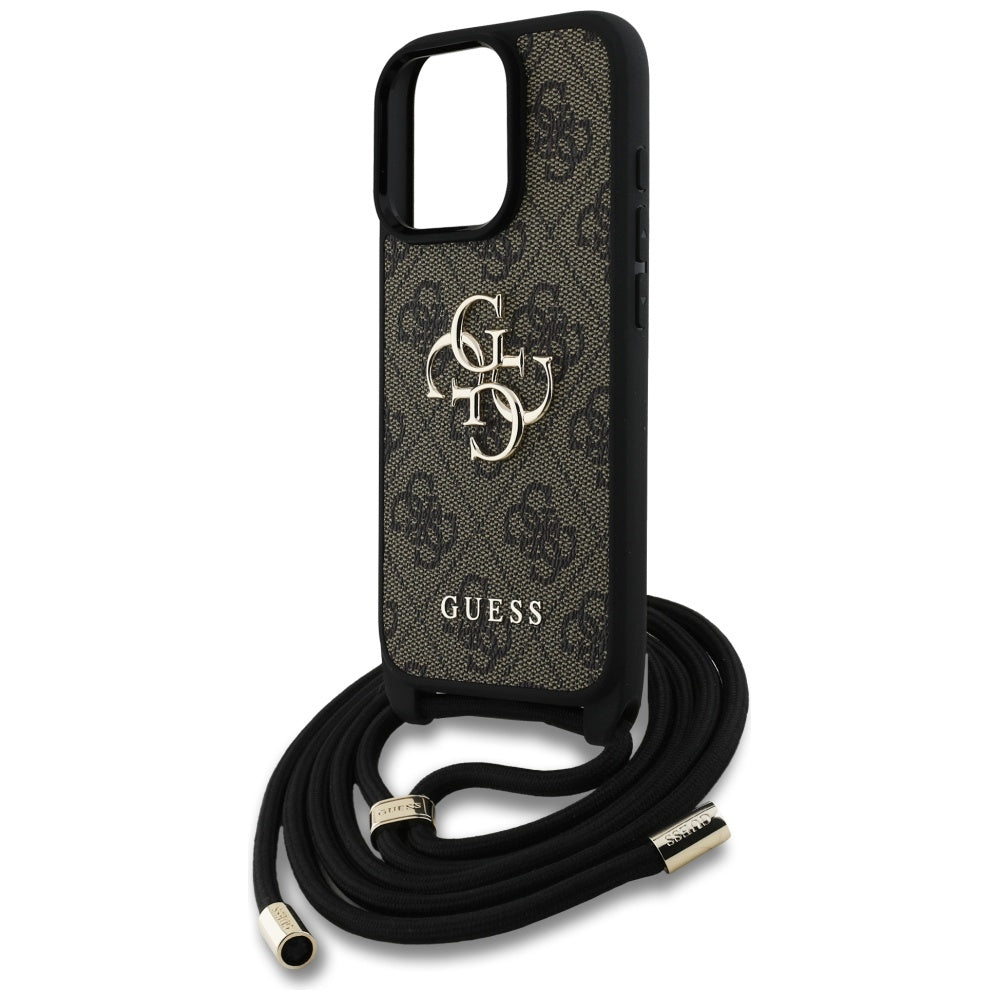 Θήκη για Apple iPhone 16 Pro, Guess, 4G CBDY Big Logo with Cord Strap, Καφέ