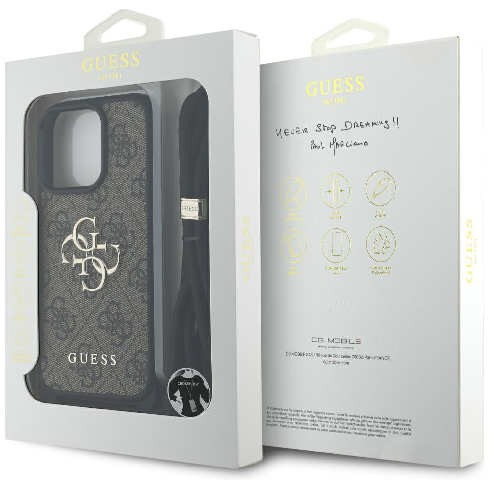Θήκη για Apple iPhone 16 Pro, Guess, 4G CBDY Big Logo with Cord Strap, Καφέ