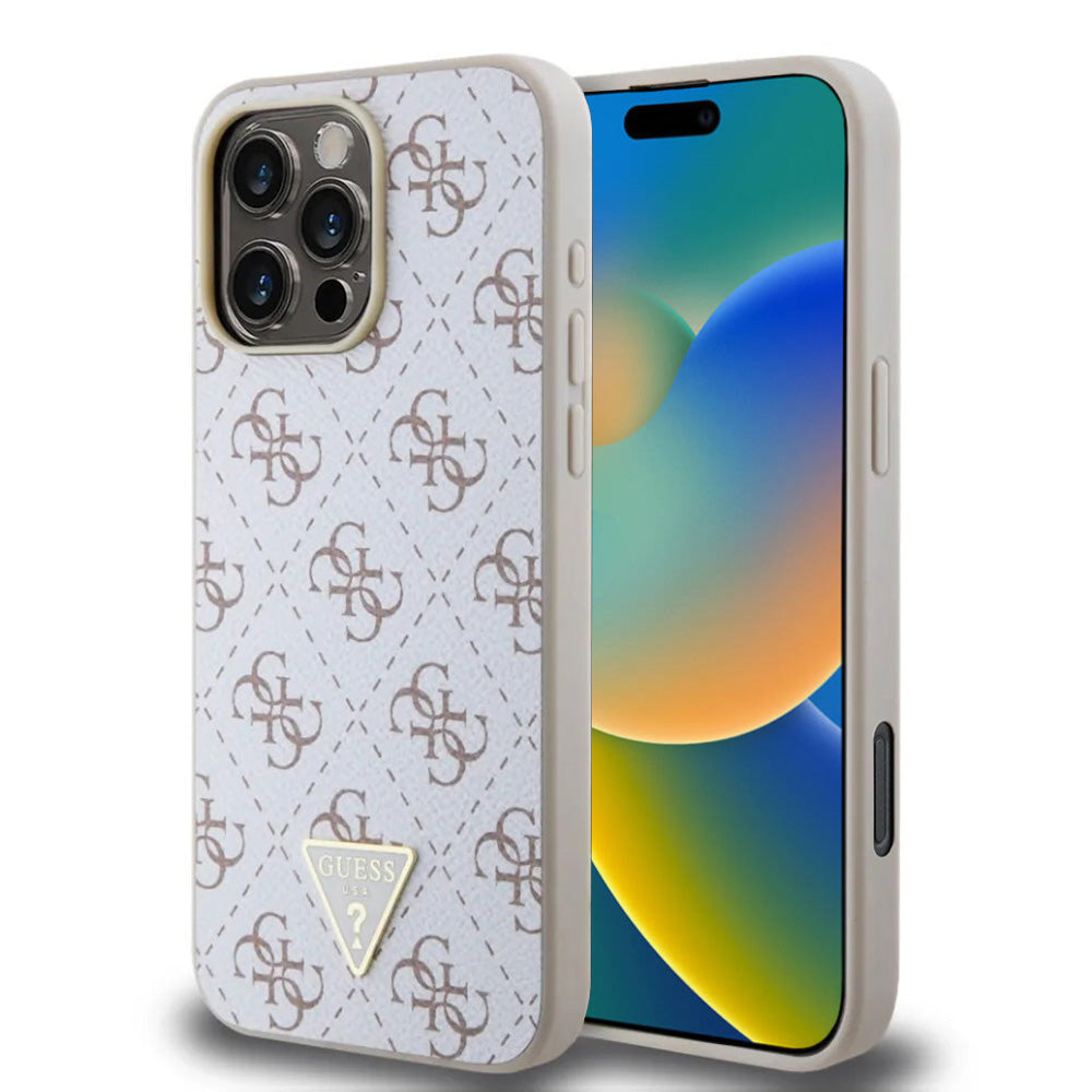 Θήκη για Apple iPhone 16 Pro, Guess, 4G Triangle Logo, Λευκή