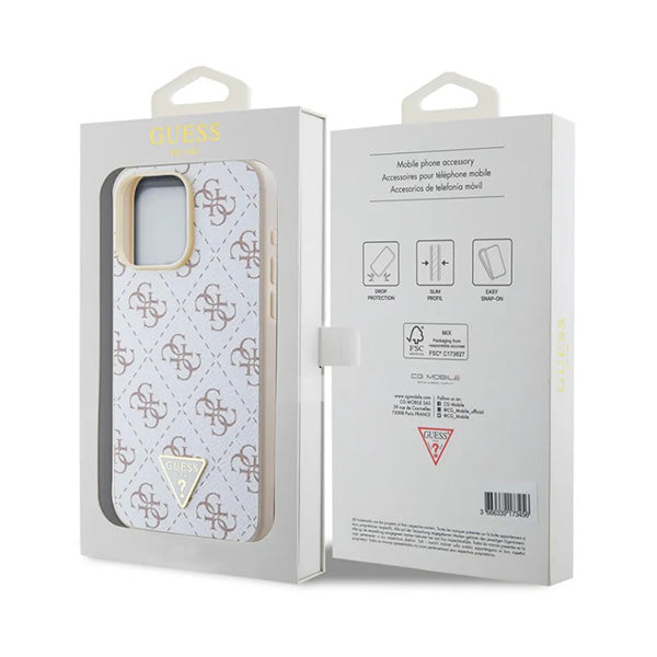 Θήκη για Apple iPhone 16 Pro, Guess, 4G Triangle Logo, Λευκή